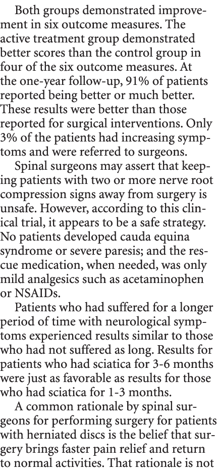 Both groups demonstrated improvement in six outcome measures. The active treatment group demonstrated better scores t...