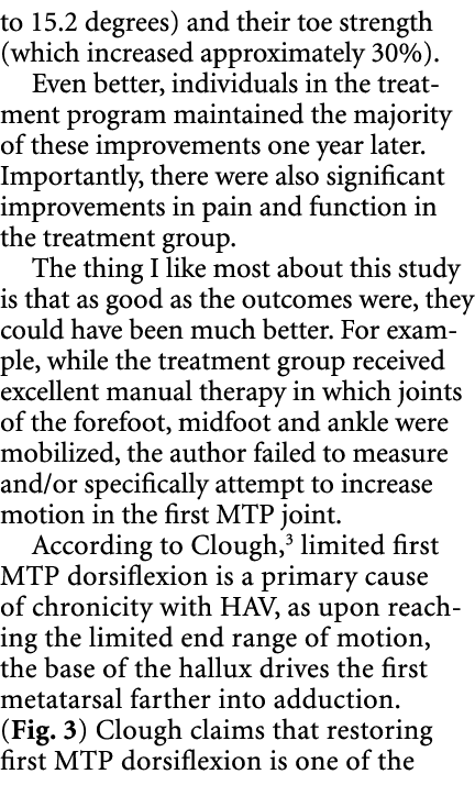 to 15.2 degrees) and their toe strength (which increased approximately 30%). Even better, individuals in the treatmen...
