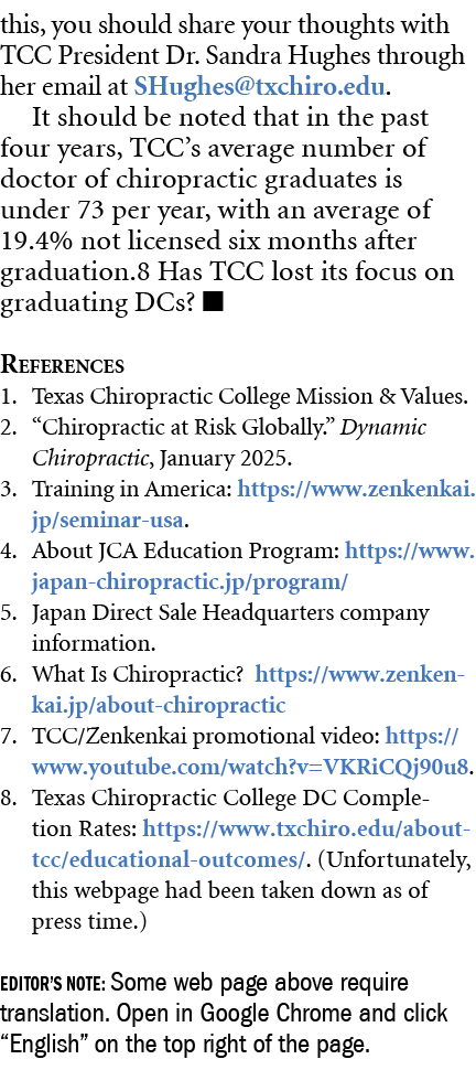 this, you should share your thoughts with TCC President Dr. Sandra Hughes through her email at SHughes@txchiro.edu. I...