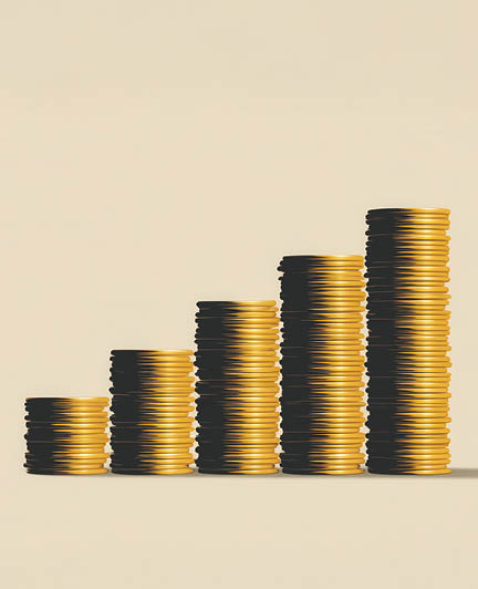A stack of coins representing the fundamental concepts of wealth building strategies for financial independence.