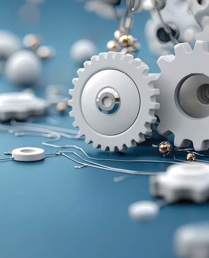 Intricate gears and cogwheels meticulously interlocked creating a technological symphony that symbolizes the interconnectedness of complex systems and the harmony of industrial progress