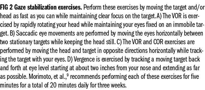 FIG 2 Gaze stabilization exercises. Perform these exercises by moving the target and/or head as fast as you can while...