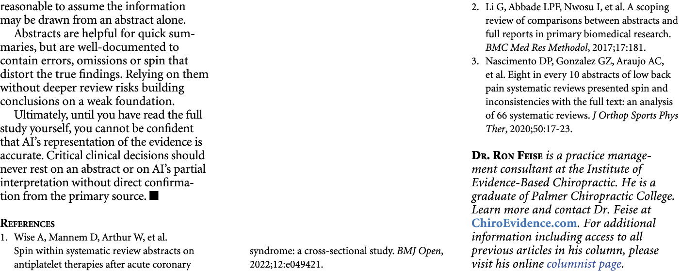reasonable to assume the information may be drawn from an abstract alone. Abstracts are helpful for quick summaries, ...