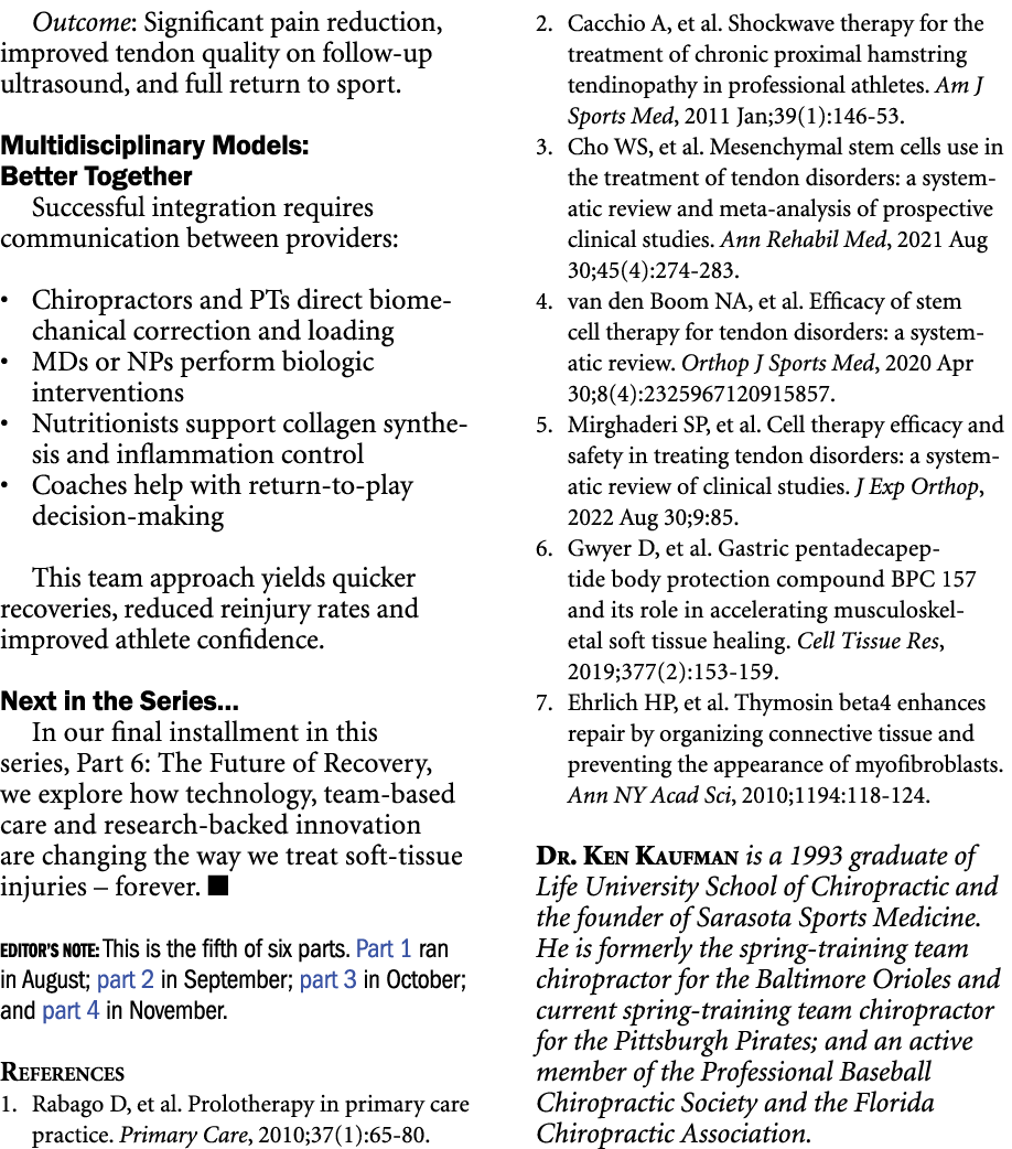Outcome: Significant pain reduction, improved tendon quality on follow up ultrasound, and full return to sport. Multi...