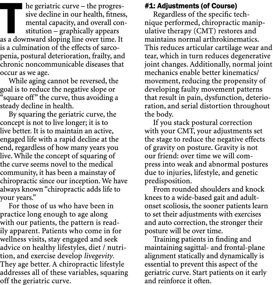 The geriatric curve – the progressive decline in our health, fitness, mental capacity, and overall constitution – gra...