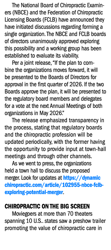 The National Board of Chiropractic Examiners (NBCE) and the Federation of Chiropractic Licensing Boards (FCLB) have a...