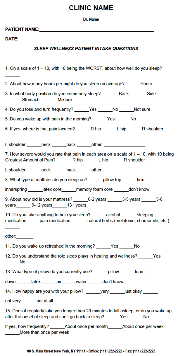 Sleep Wellness Questions