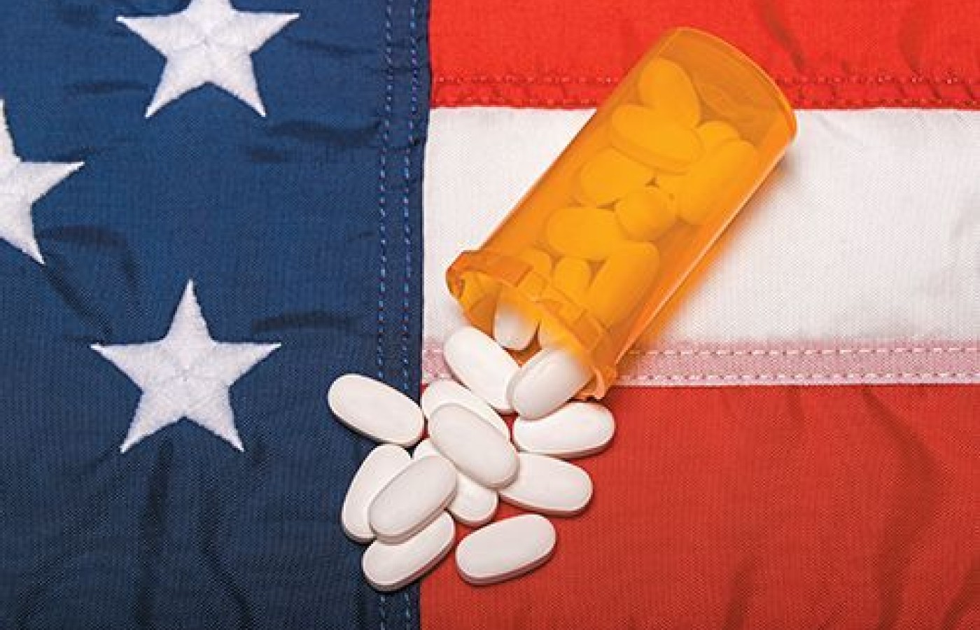 US flag and pills